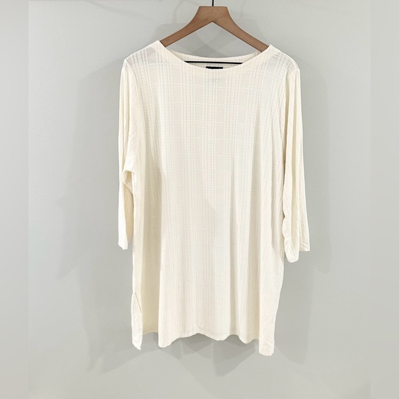 J. Jill Wearever Collection 3/4 Sleeve Textured Tunic Off-White Size XL - Picture 2 of 6